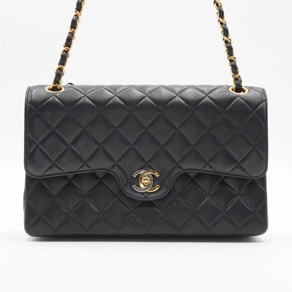 CHANEL Rare Navy Classic Double Flap Two Tone CC Bag 26 - Pre-Owned - Picture 1 of 6